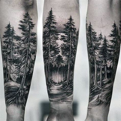 tatuagem de floresta no braço